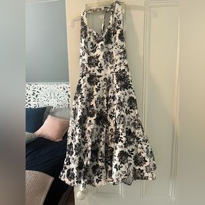 Tatyana Black and White Floral Print Circle dress